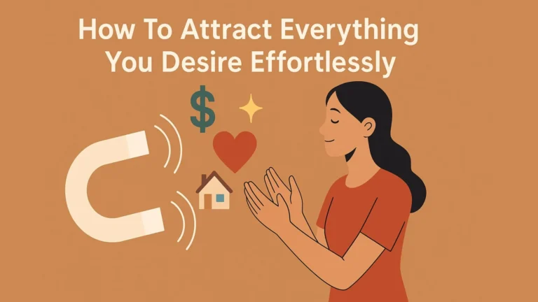 Peaceful woman attracting success, love, and money effortlessly with magnet, dream life visualization concept